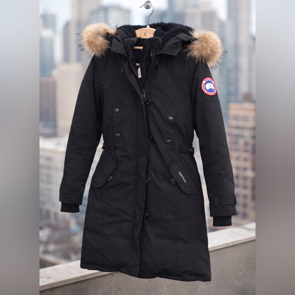 Canada Goose Black Fur-Trim Hooded Parka